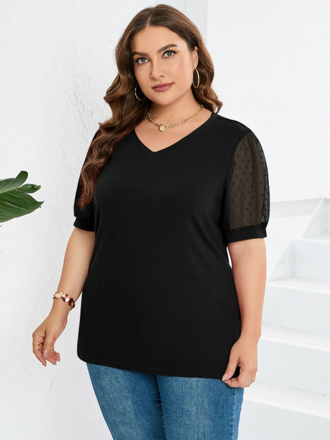 Anouk | Top Elegante Con Scollo A V Per Donna | Maniche Corte