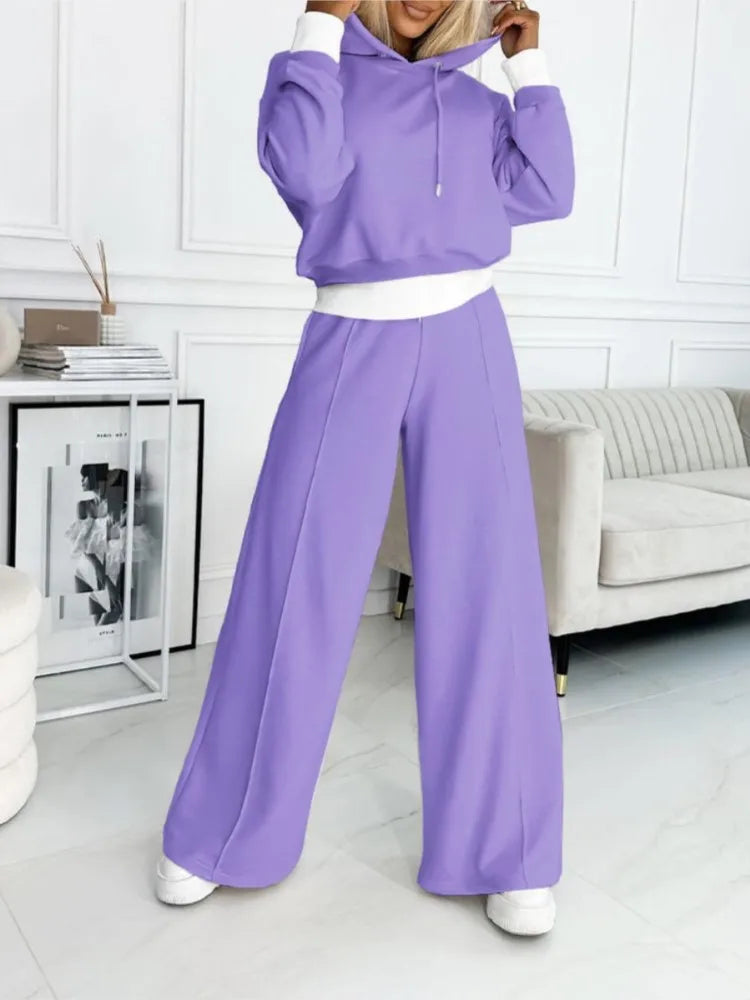 Set Top E Pantaloni A Gamba Larga Per Donna | Con Cappuccio