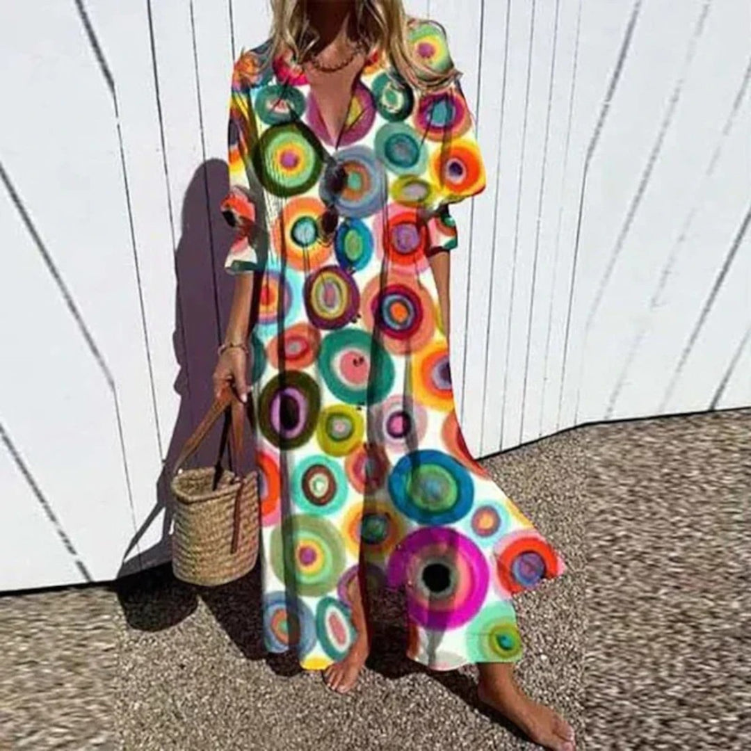 Amandine | Abito Bohémien Con Scollo A V Per Donna | Maxi
