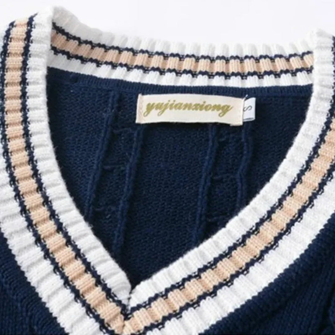 Adrian | Gilet A Righe Con Scollo A V Per Uomo | Senza Maniche