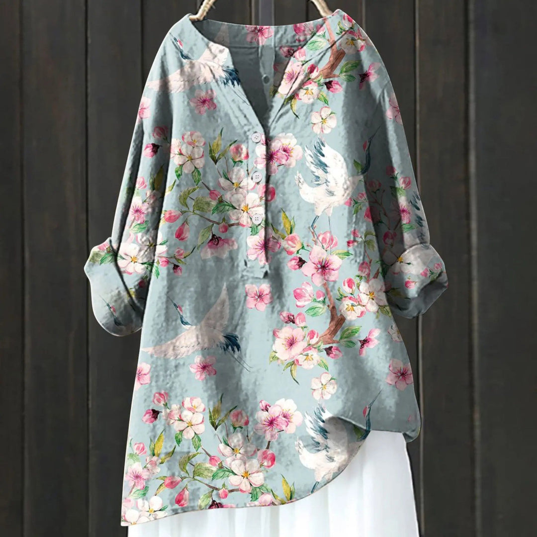 Coralie | Camicetta Floreale Con Scollo A V Da Donna | Manica Lunga