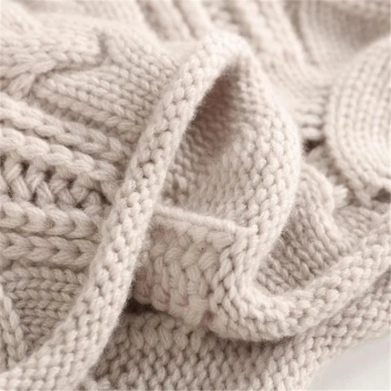 Klaihre Maglione Donna a Collo Alto – Pullover in Maglia con Motivo a Trecce e Vestibilità Morbida