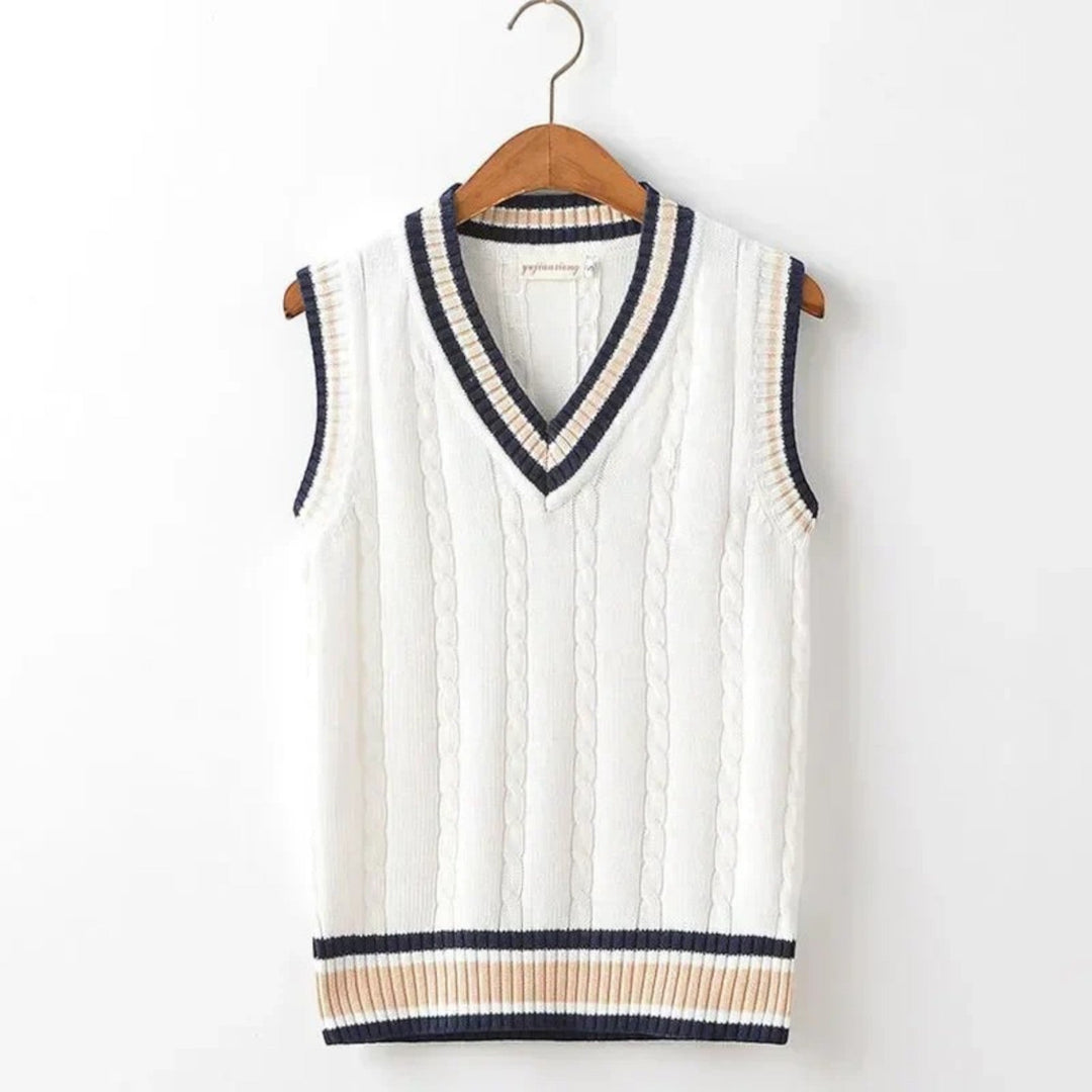 Adrian | Gilet A Righe Con Scollo A V Per Uomo | Senza Maniche