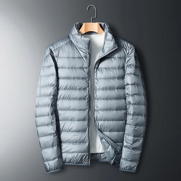 Classic Men's Winter Padded Jacket With Zipper | With High Collar
