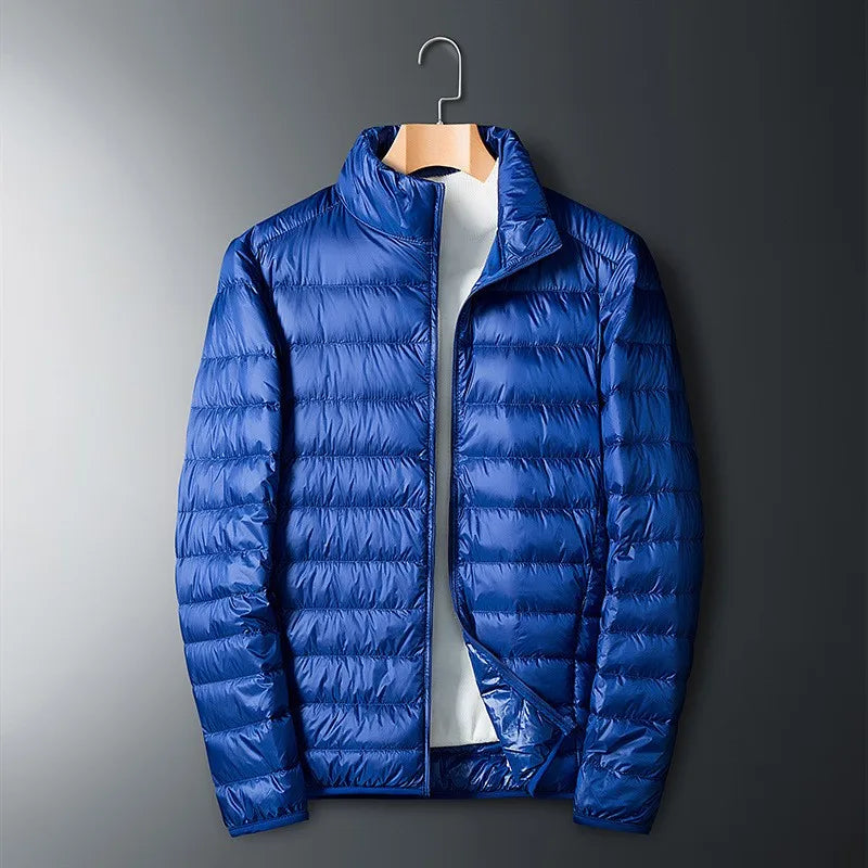 Classic Men's Winter Padded Jacket With Zipper | With High Collar