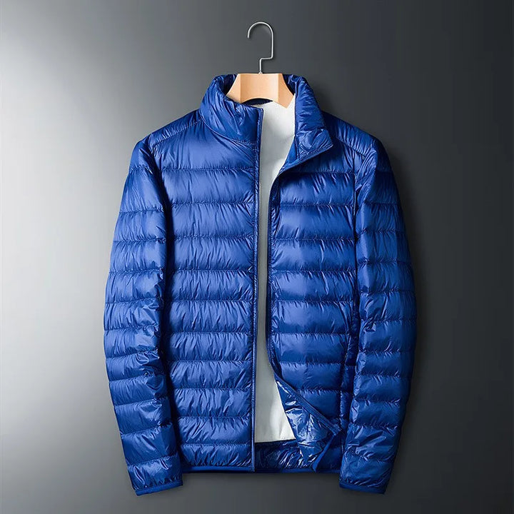 Classic Men's Winter Padded Jacket With Zipper | With High Collar