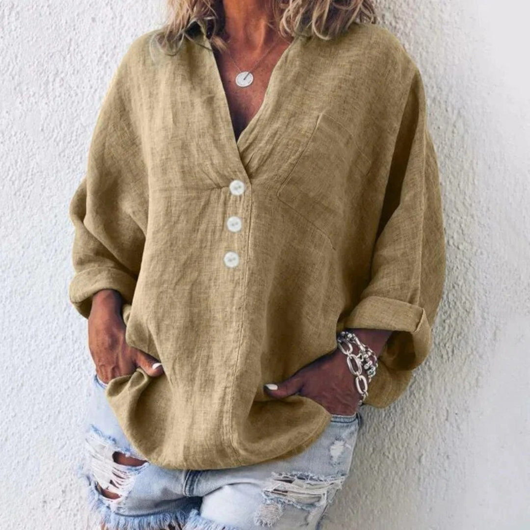 Camicetta Estiva Con Scollo A V Da Donna | Manica Lunga