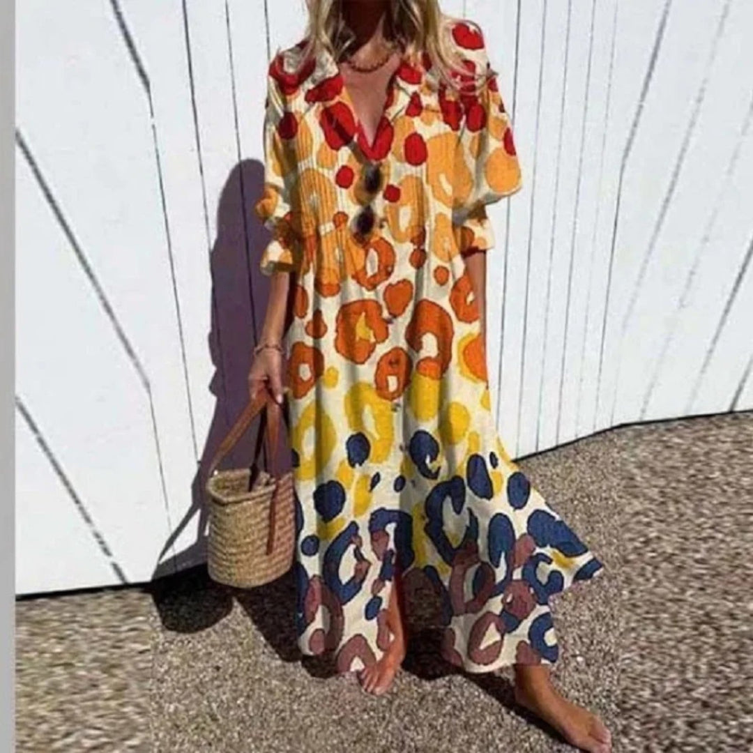 Amandine | Abito Bohémien Con Scollo A V Per Donna | Maxi