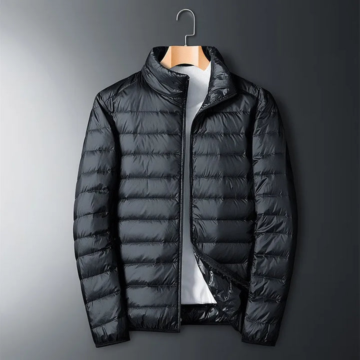 Classic Men's Winter Padded Jacket With Zipper | With High Collar