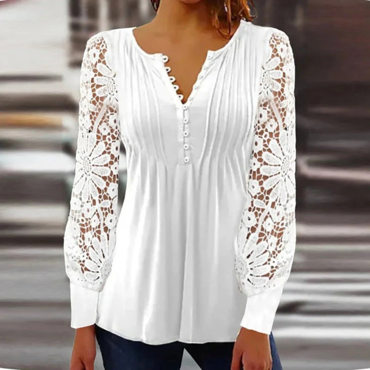 Camicetta Elegante Con Scollo A V Per Donna | Manica Lunga