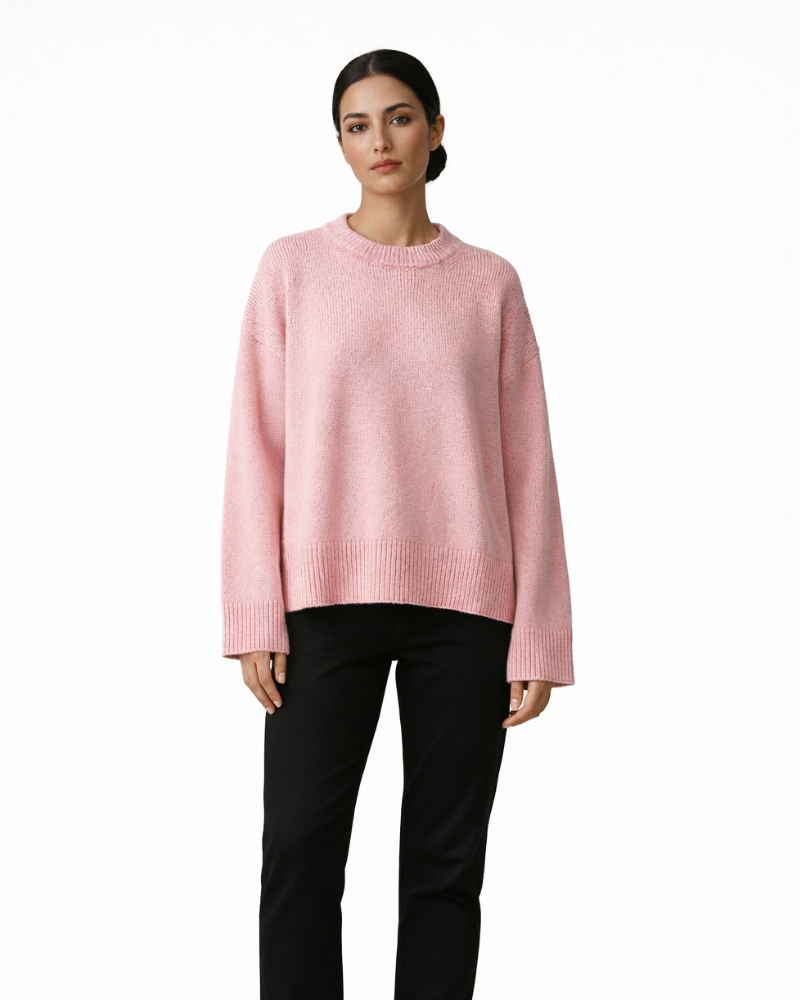 Serena Maglione Oversize Damski Różowy – Miękki Sweter Casual o Luźnym Kroju