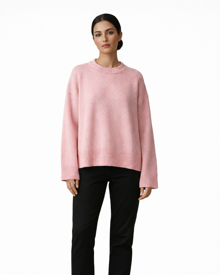 Serena Maglione Oversize Damski Różowy – Miękki Sweter Casual o Luźnym Kroju