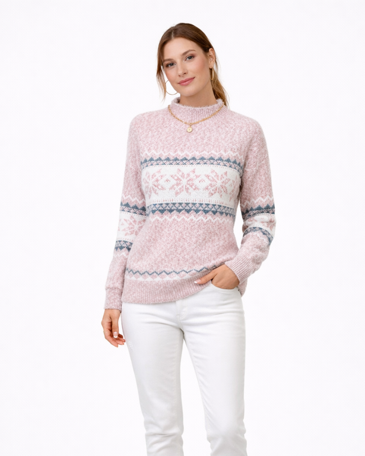 Sarie Maglione Donna Invernale – Pullover Fiocchi di Neve, Maglia Morbida Casual