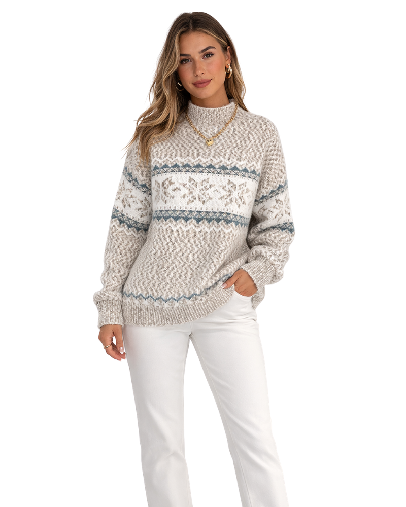 Sarie Maglione Donna Invernale – Pullover Fiocchi di Neve, Maglia Morbida Casual