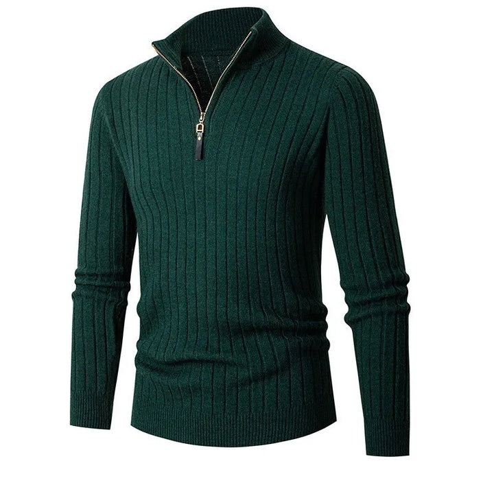 Vic Maglione Uomo con Zip – Pullover a Coste con Collo Regolabile dallo Stile Moderno