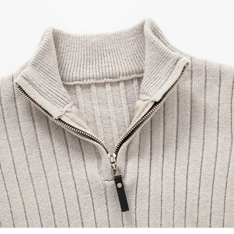 Vic Maglione Uomo con Zip – Pullover a Coste con Collo Regolabile dallo Stile Moderno