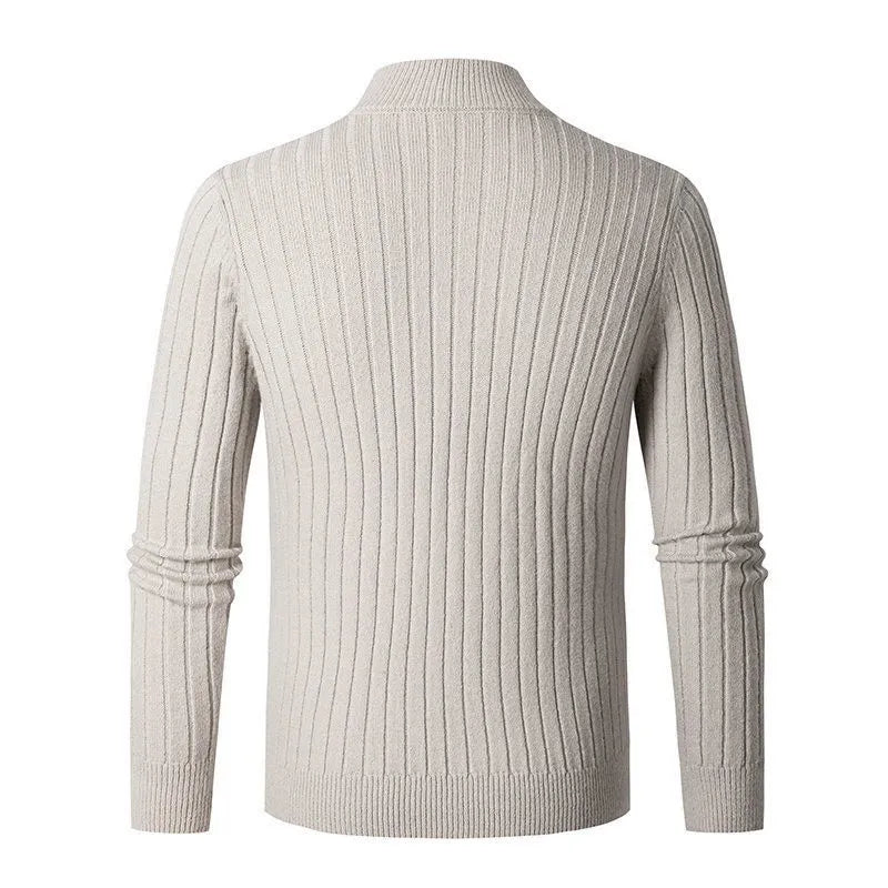 Vic Maglione Uomo con Zip – Pullover a Coste con Collo Regolabile dallo Stile Moderno