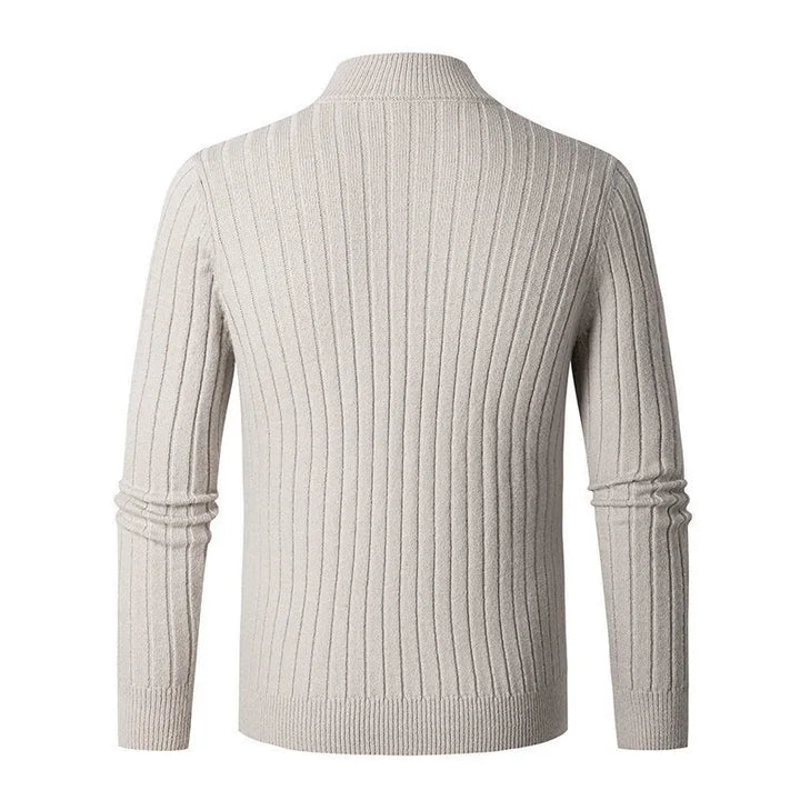 Vic Maglione Uomo con Zip – Pullover a Coste con Collo Regolabile dallo Stile Moderno