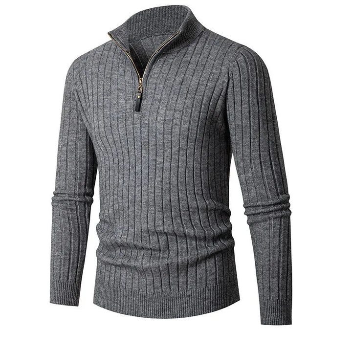 Vic Maglione Uomo con Zip – Pullover a Coste con Collo Regolabile dallo Stile Moderno