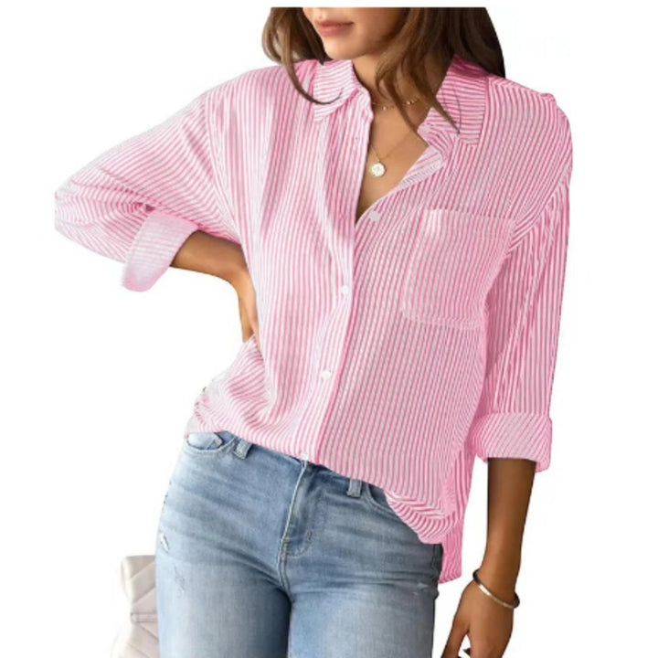 Amélie | Camicia Casual A Righe Da Donna | Manica Lunga
