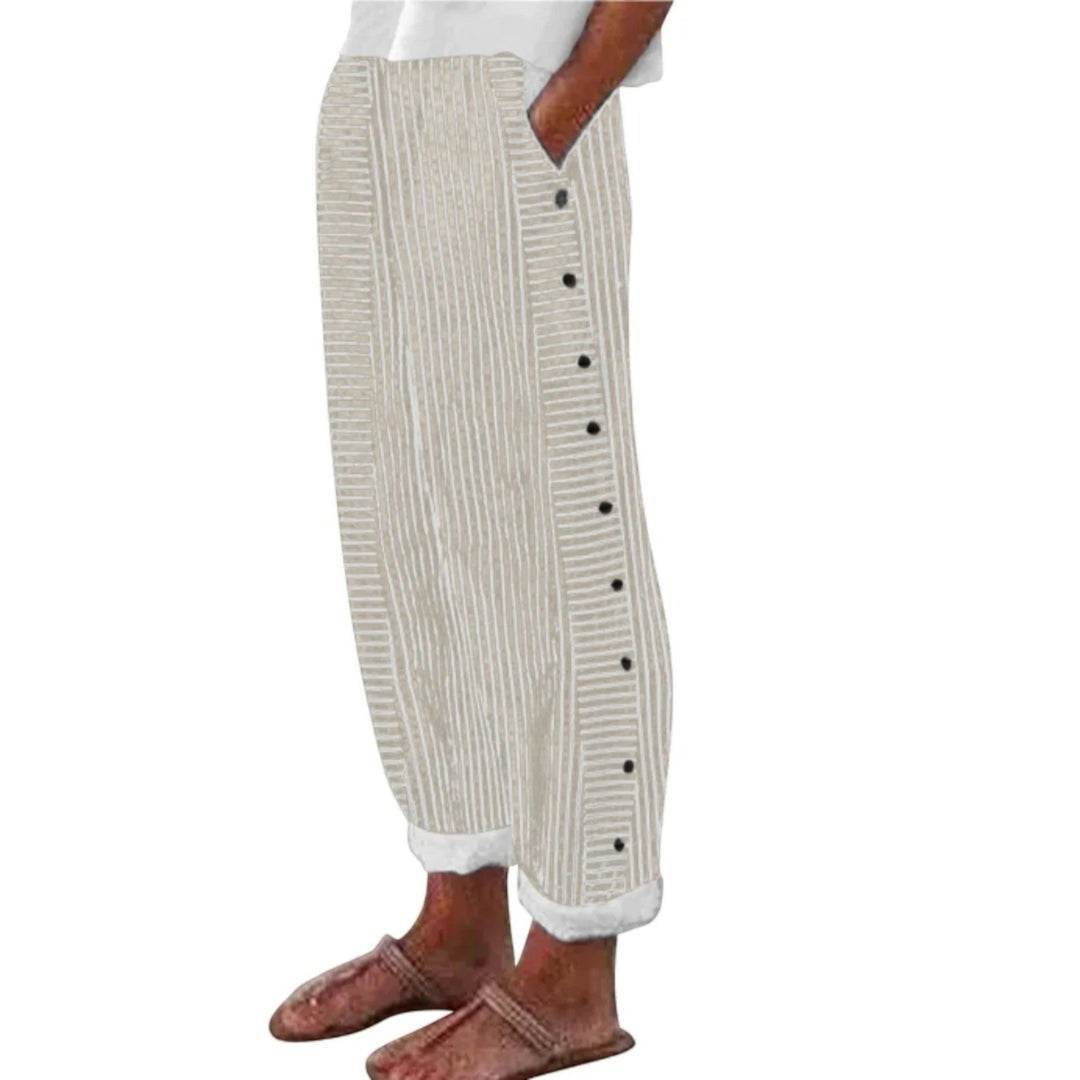 Pauline | Pantaloni A Righe A Vita Alta Da Donna