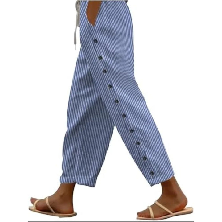 Pauline | Pantaloni A Righe A Vita Alta Da Donna