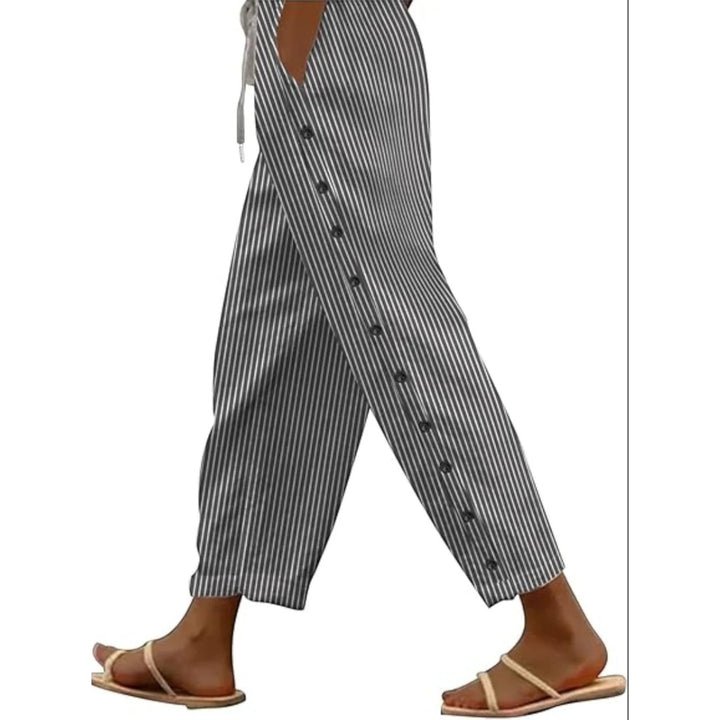 Pauline | Pantaloni A Righe A Vita Alta Da Donna