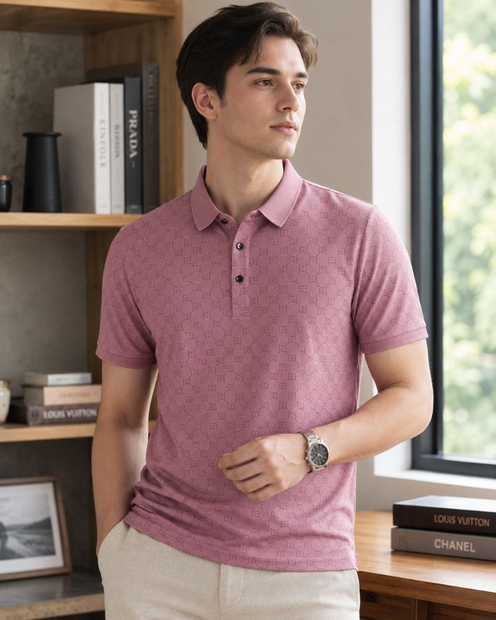 Luciano - Polo de verano para hombre con mangas cortas y estampado de monograma