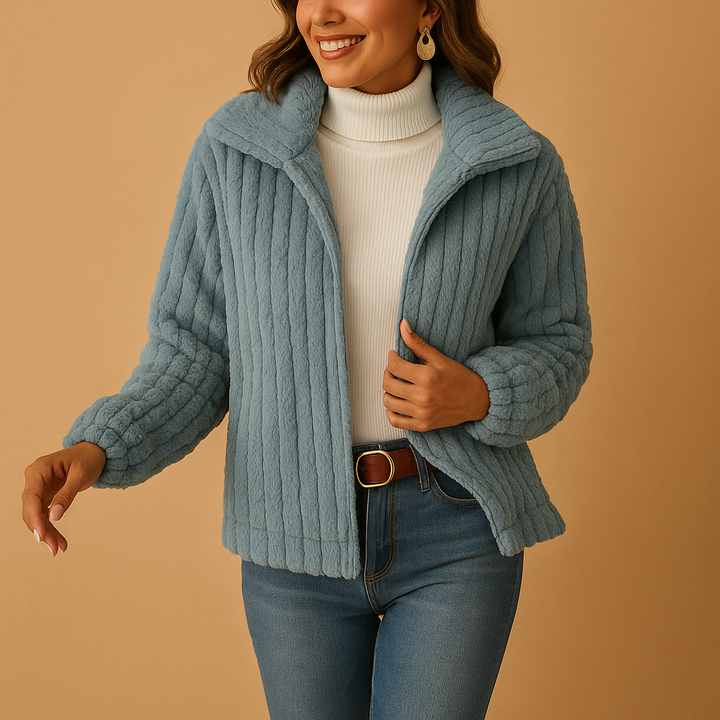 Sally Cardigan Fleece Donna Lungo – Gilet Morbido con Collo Alto e Vestibilità Elegante