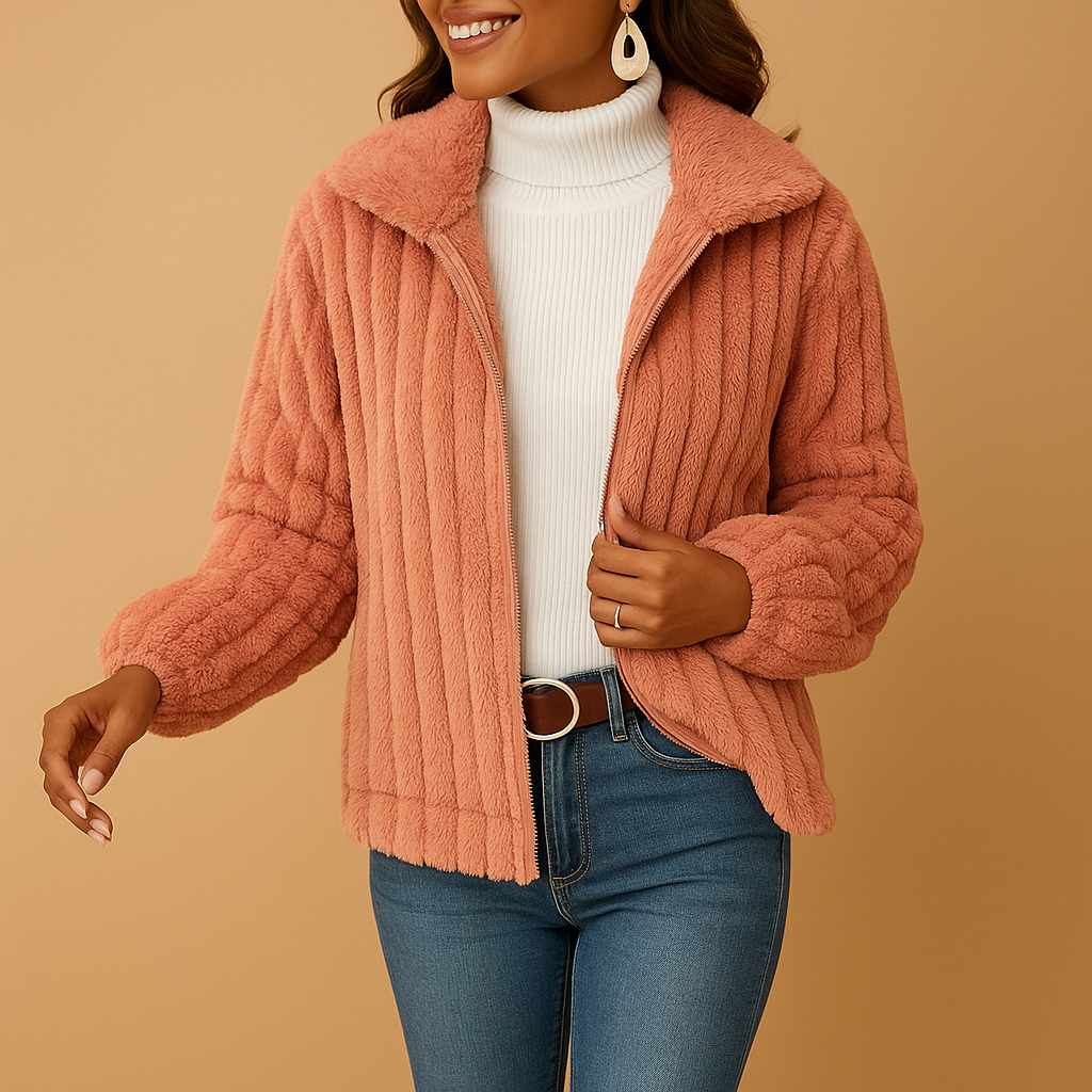 Sally Cardigan Fleece Donna Lungo – Gilet Morbido con Collo Alto e Vestibilità Elegante