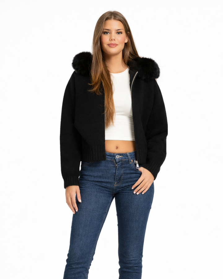 Laureen Giacca Donna con Cappuccio – Zip Frontale, Polsini a Coste, Stile Casual Urbano