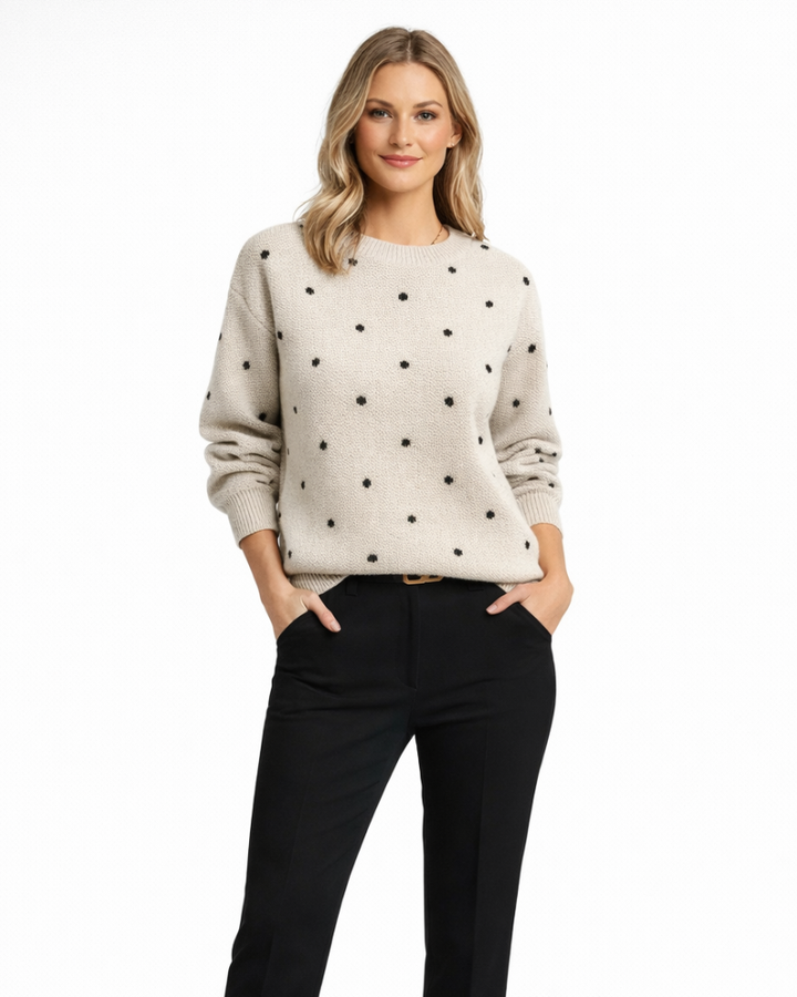 Janna Maglione Donna Pois – Maniche Lunghe, Vestibilità Ampia, Maglia Casual