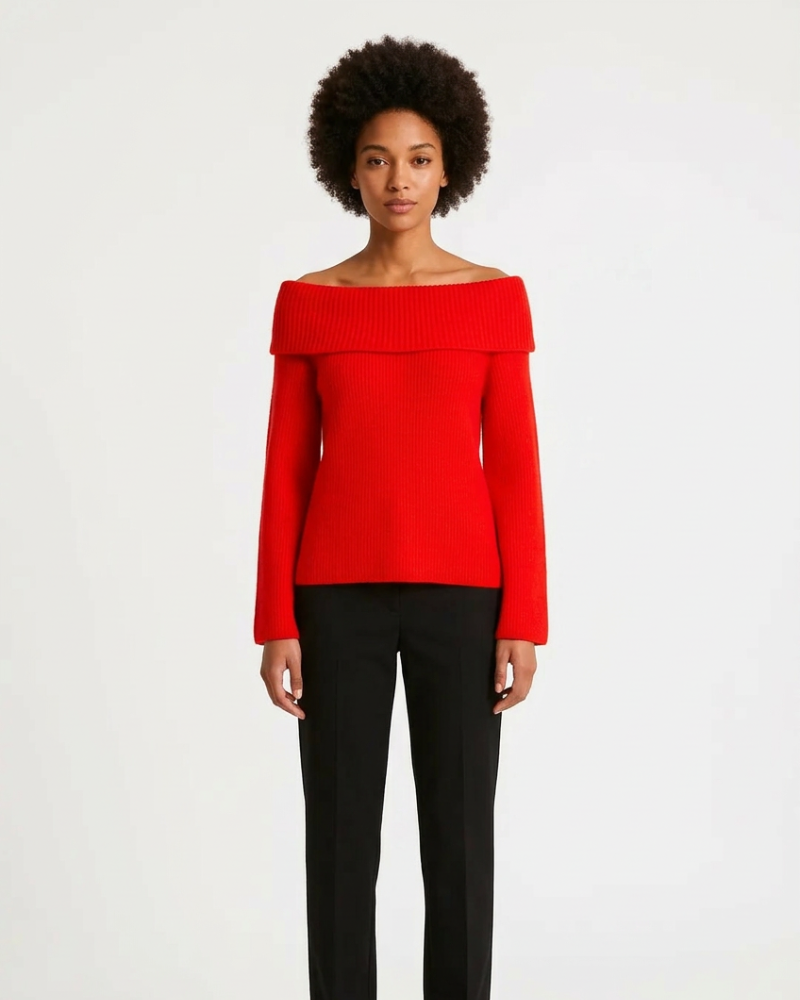 Clarrise Maglione Donna Collo Barca – Maglia Elegante, Vestibilità Morbida Chic