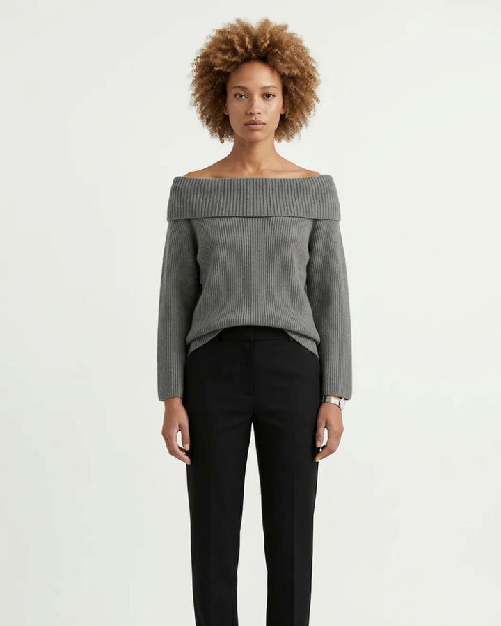 Clarrise Maglione Donna Collo Barca – Maglia Elegante, Vestibilità Morbida Chic