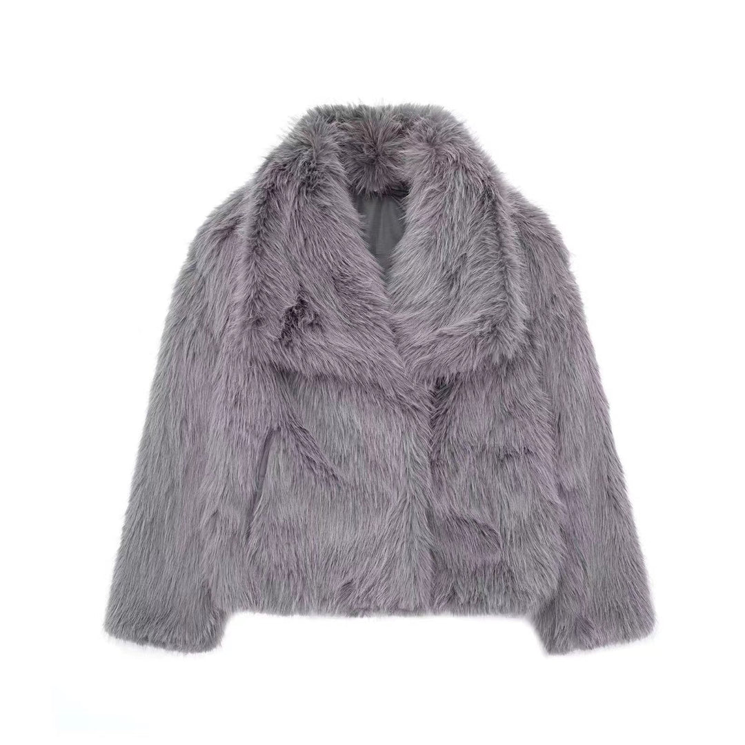 Helen Giacca Faux Fur Donna – Cappotto Corto Chic con Revers Ampio e Look Elegante