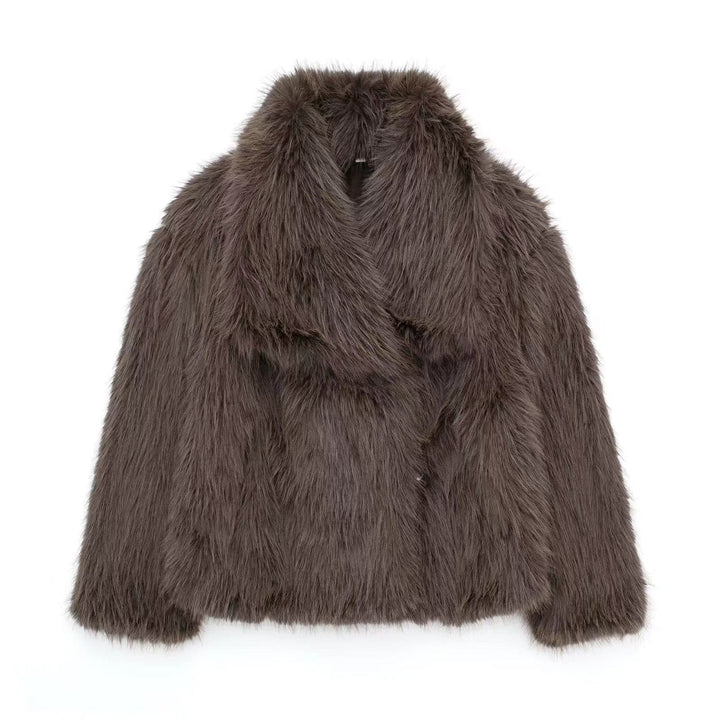 Helen Giacca Faux Fur Donna – Cappotto Corto Chic con Revers Ampio e Look Elegante