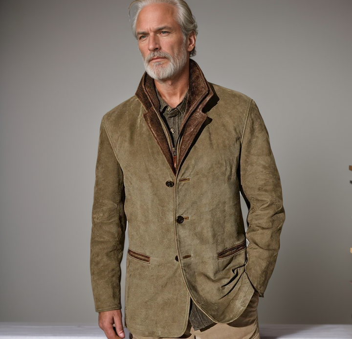 Giacca Da Uomo Con Inserti In Pelle | Manica Lunga