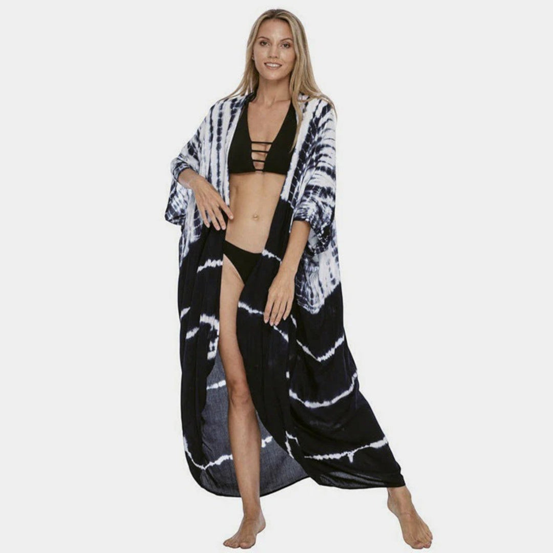 Kimono med tie-dye trykk for kvinner