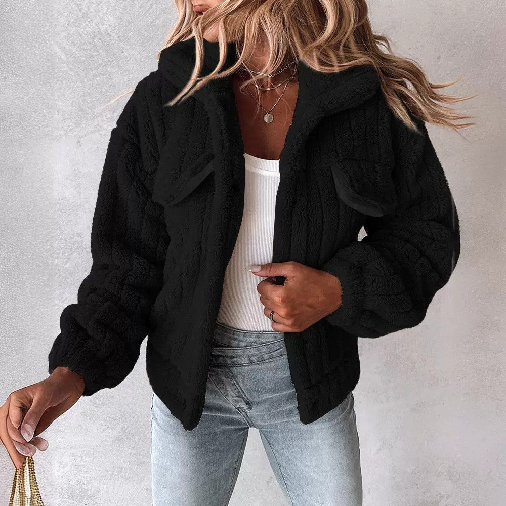 Bianca Giacca Teddy Donna – Jacket Morbido e Caldo con Design Casual Trendy
