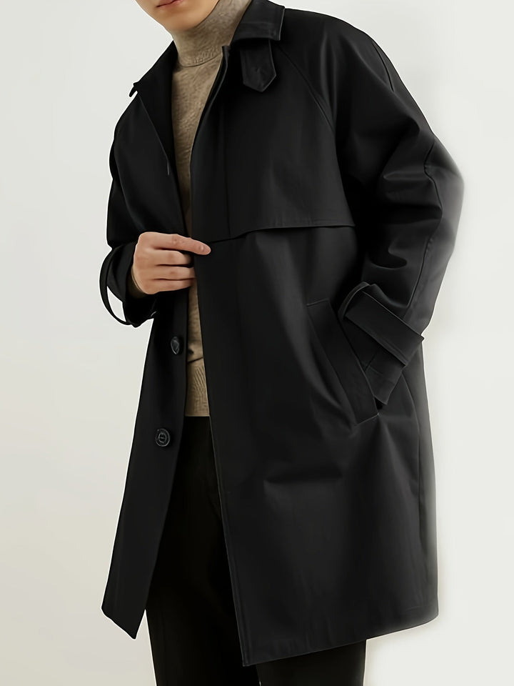 Henry Trench Coat Uomo Classico – Cappotto Elegante Lungo Regular Fit in Cotone Mix