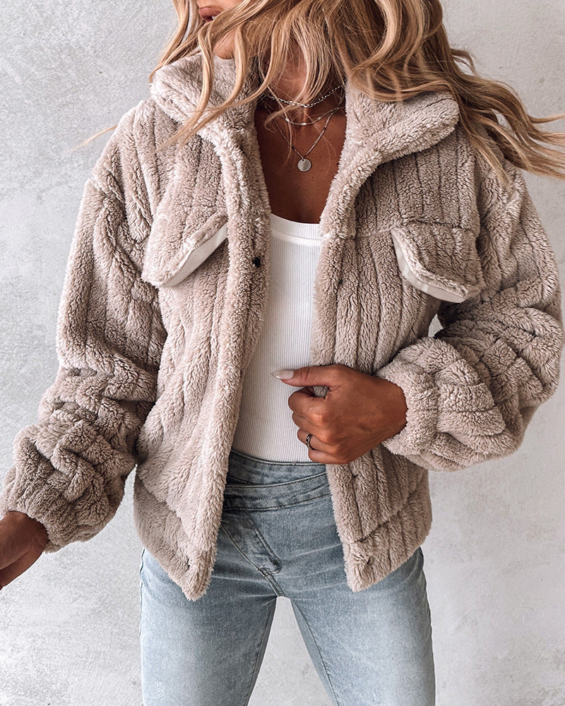 Bianca Giacca Teddy Donna – Jacket Morbido e Caldo con Design Casual Trendy