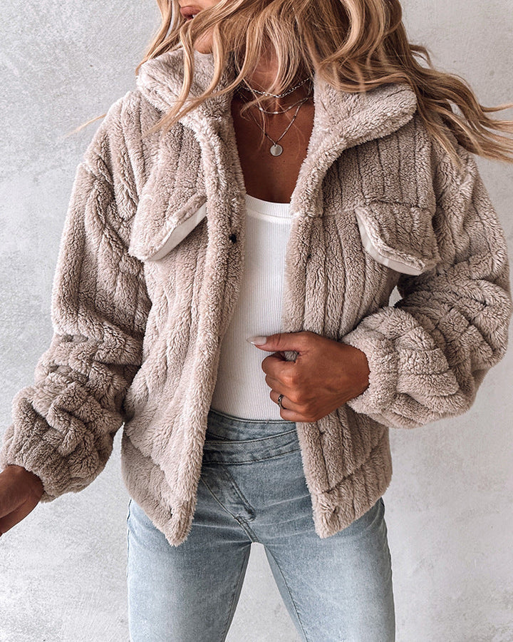 Bianca Giacca Teddy Donna – Jacket Morbido e Caldo con Design Casual Trendy