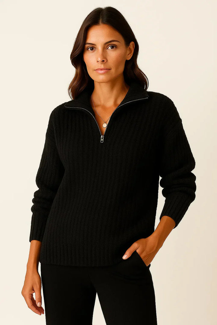 Maine Maglione Donna Half Zip – Pullover Morbido con Vestibilità Rilassata e Stile Senza Tempo