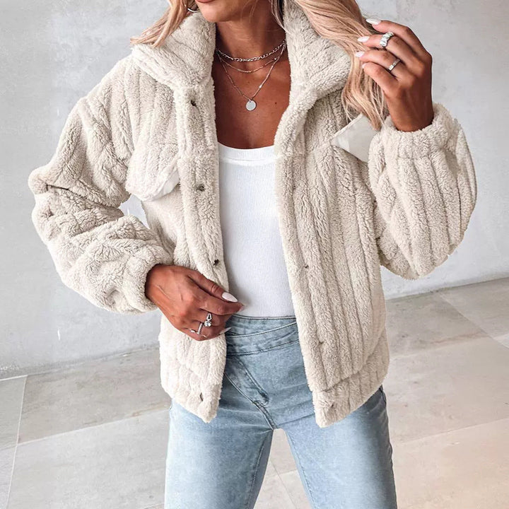 Bianca Giacca Teddy Donna – Jacket Morbido e Caldo con Design Casual Trendy