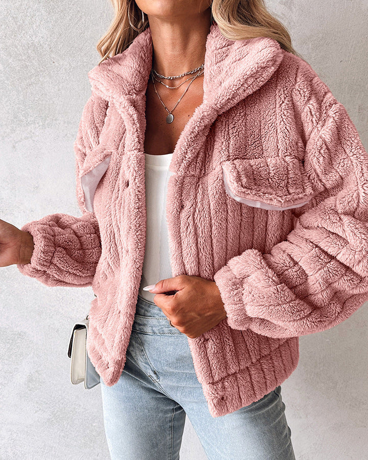 Bianca Giacca Teddy Donna – Jacket Morbido e Caldo con Design Casual Trendy