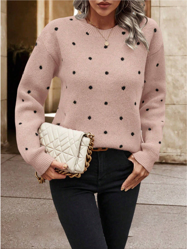 Rosie Maglione Donna a Pois – Pullover Morbido Rosa con Vestibilità Rilassata e Stile Femminile