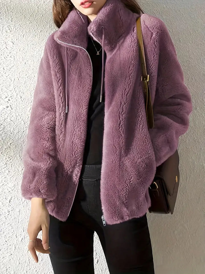Aimee Giacca Teddy Donna – Cappotto Morbido con Collo Alto e Chiusura con Zip