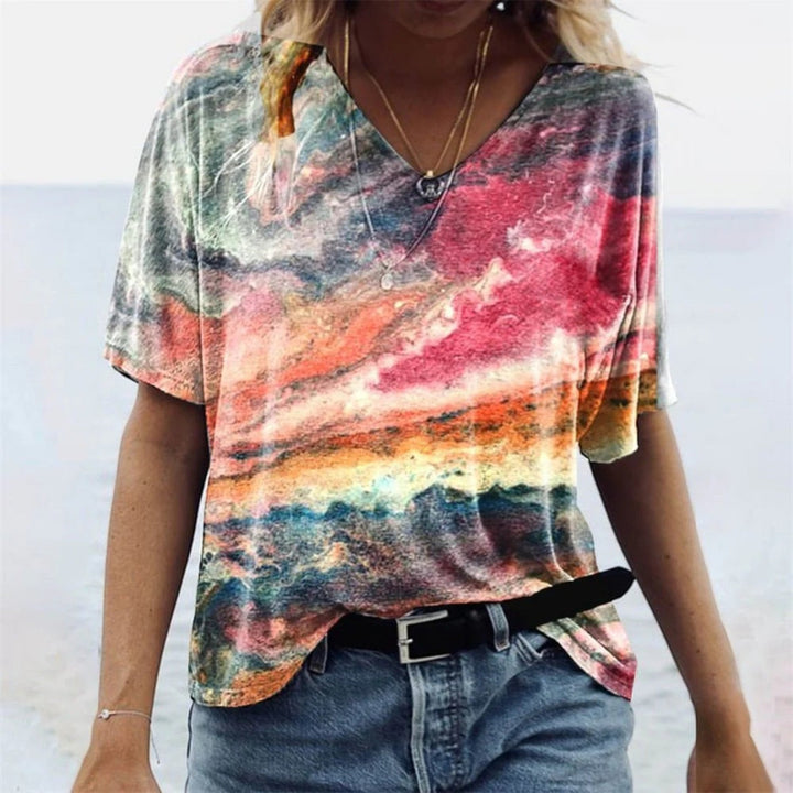 Top Bohémien Con Scollo A V Per Donna | Manica Corta