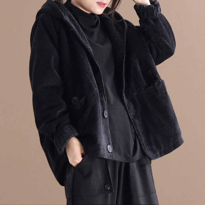 May Giacca Donna in Velluto a Coste – Jacket con Cappuccio, Vestibilità Morbida e Stile Casual
