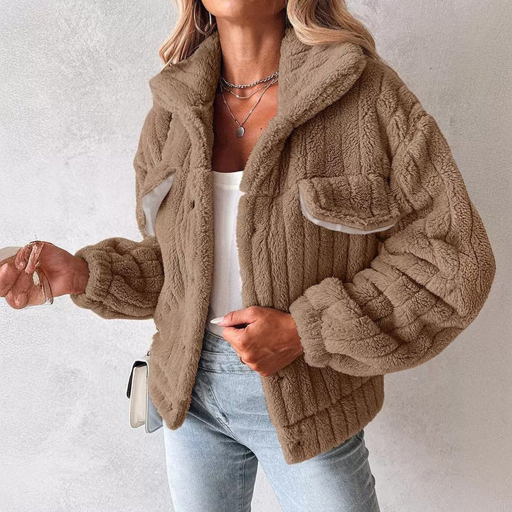 Bianca Giacca Teddy Donna – Jacket Morbido e Caldo con Design Casual Trendy